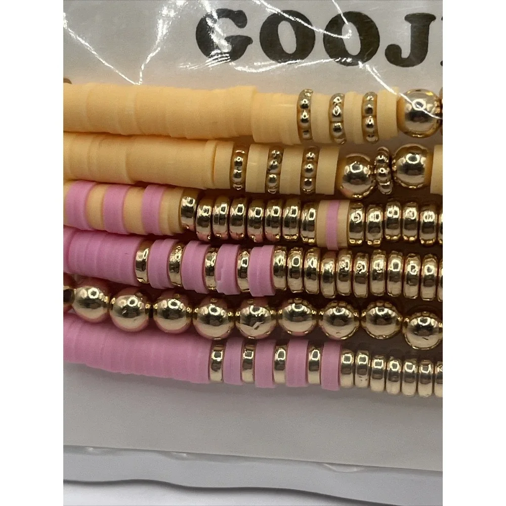 GOOJIDS Surfer Heishi Clay Bead Bracelets for Women Bohemian Stack-able